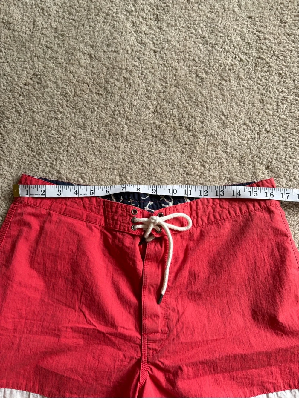 Brooks brothers men red two striped board shorts swim bathing suit shorts sz 33